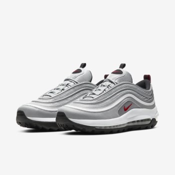 Nike Air Max 97 G - Férfi Golf Cipő - Metal Titán/Fehér/Fekete/Piros